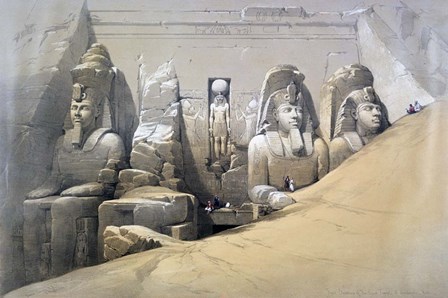 Front Elevation of the Great Temple of Abu Simbel, Nubia, 19th century by David Roberts art print