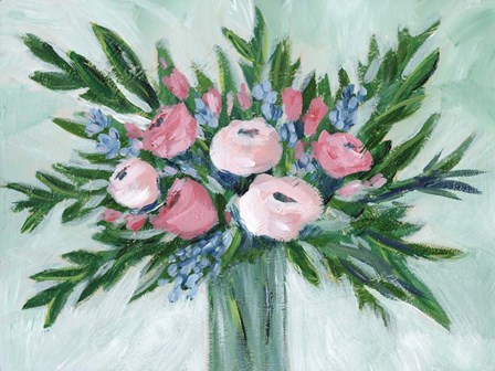 Pink Rosette Bouquet I by Regina Moore art print