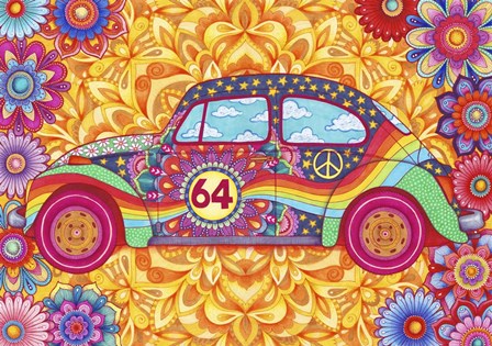 Happy Hippiewagen by Hello Angel art print