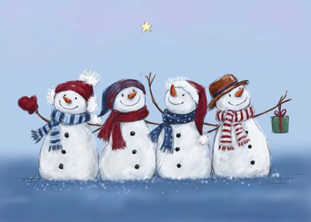 Four Snowmen by Makiko art print