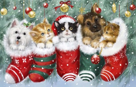 Cats in Stockings by Makiko art print