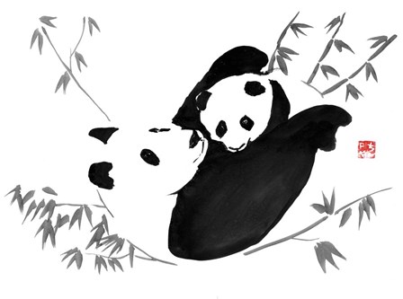 Panda Family by Pechane art print