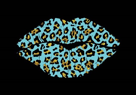 Aqua Leopard Lips by Tina Lavoie art print