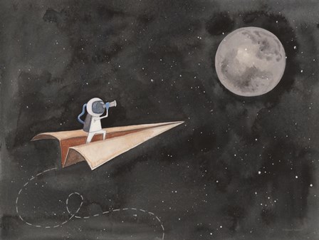 Paper Airplane to the Moon by Rachel Nieman art print
