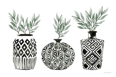 Geometric Vases I Green by Mercedes Lopez Charro art print