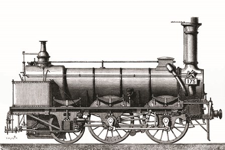 Locomotive Train Engraving Vintage by Sophie 6 art print