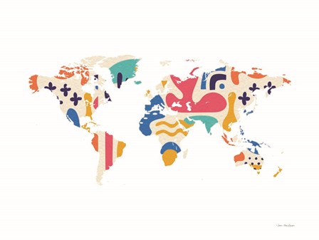 Abstract Colorful World Map by Seven Trees Design art print