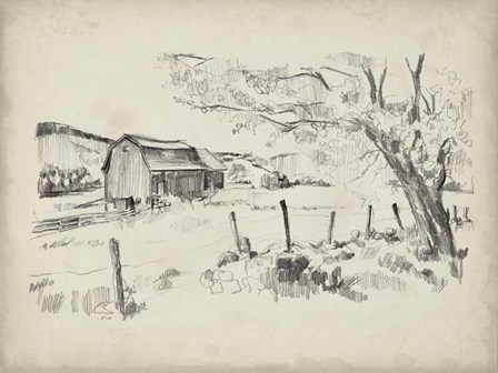 Sketched Barn View II by Jennifer Parker art print