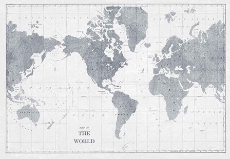 World Map Gray No Words by Sue Schlabach art print