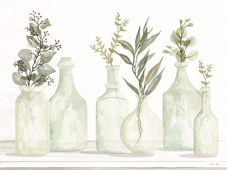 Bottles and Greenery I by Cindy Jacobs art print
