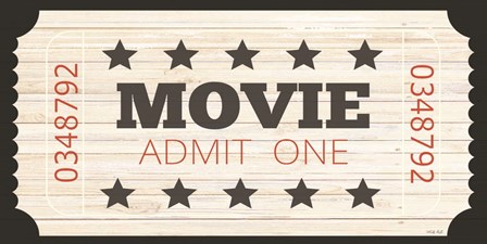 Admit One Movie Ticket by Cindy Jacobs art print