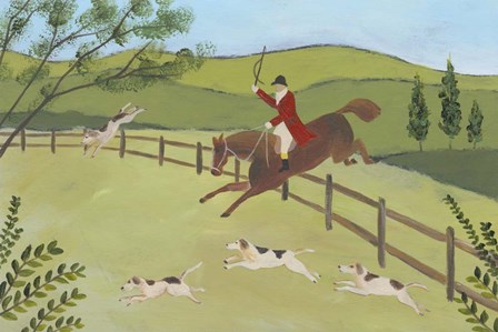 Folk Art Fox Hunt II by Regina Moore art print