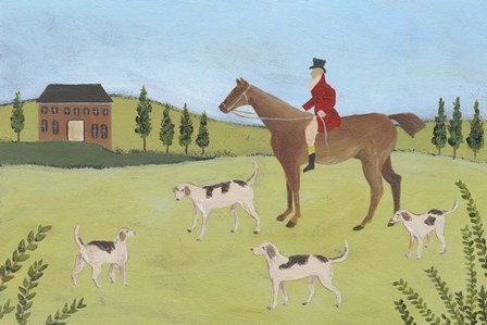 Folk Art Fox Hunt IV by Regina Moore art print