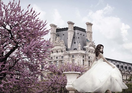 Young Woman at the Chateau de Chambord by Haute Photo Collection art print