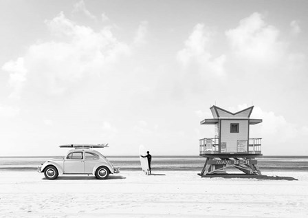 Waiting for the Waves, Miami Beach (BW) by Gasoline Images art print