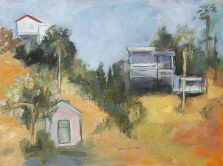 Pink House amid Palms by Susanne Marie art print