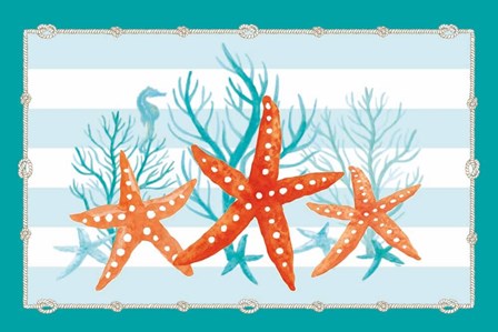 Coral Aqua II on Teal by Tara Reed art print