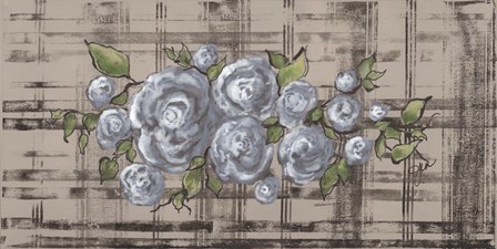 Blue Rose on Plaid by Julie Norkus art print