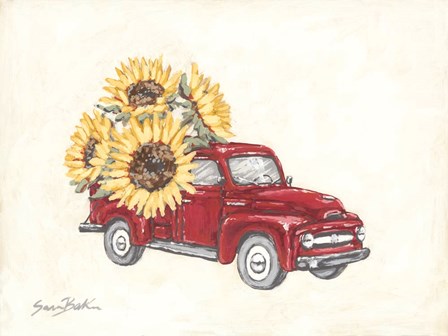 Sunflower Farm Truck by Sara Baker art print