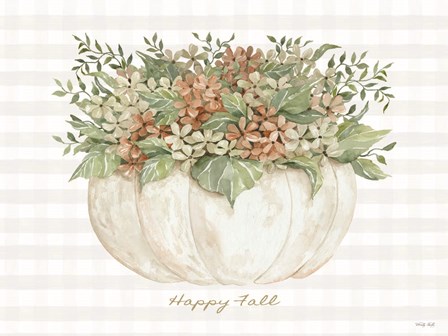 Happy Fall Pumpkin Floral by Cindy Jacobs art print