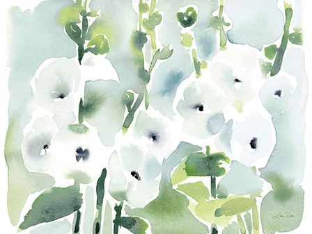 White Hollyhocks by Katrina Pete art print