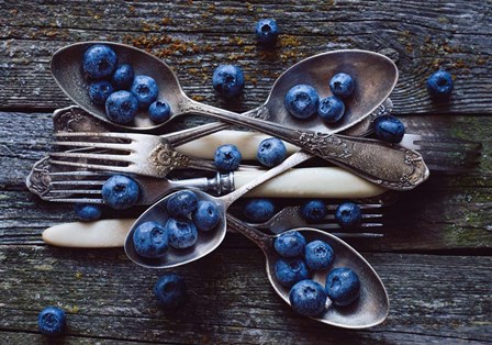 Spoons &amp; Blueberry by Aleksandrova Karina art print