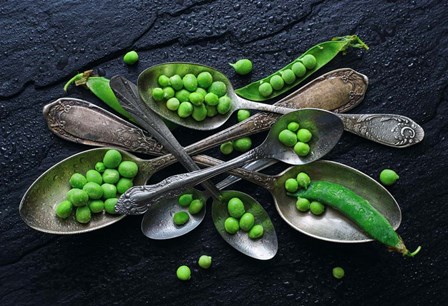 Spoons &amp; Green Pea by Aleksandrova Karina art print