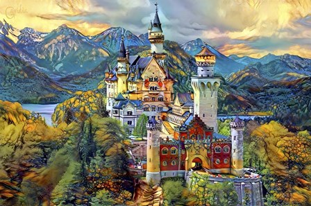 Baviera Fussen Germany Neuschwanstein castle by Pedro Gavidia art print