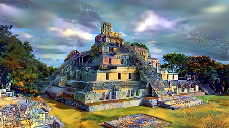 Campeche Mexico Edzna Pyramid by Pedro Gavidia art print