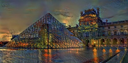 Paris France Louvre Museum at dusk by Pedro Gavidia art print
