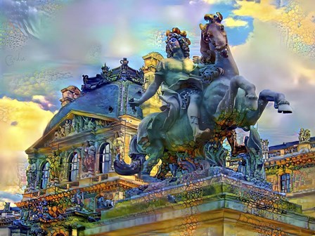 Paris France Louvre Museum Statue of Louis XIV by Pedro Gavidia art print