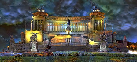 Rome Italy Victor Emmanuel II National Monument at night by Pedro Gavidia art print