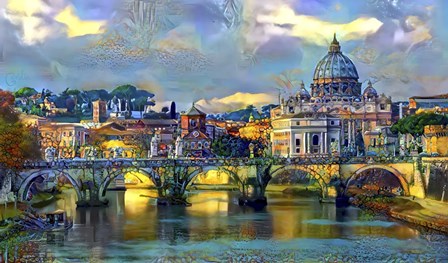 Vatican City Saint Peter Basilica and bridge by day by Pedro Gavidia art print