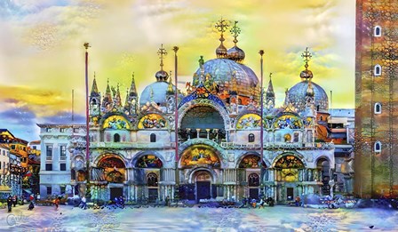 Venice Italy Patriarchal Cathedral Basilica of Saint Mark at sunset by Pedro Gavidia art print