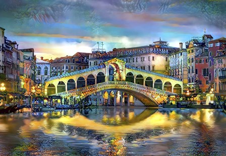 Venice Italy Rialto Bridge at night by Pedro Gavidia art print