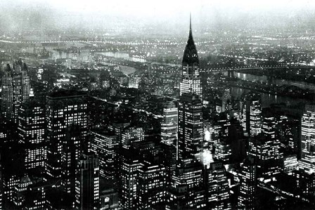 Manhattan at Night Rich Black by Wild Apple Portfolio art print