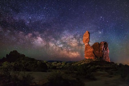 Milky Way behind Balanced Rock by Royce Bair art print