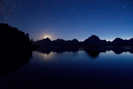 Moon Set Starry Teton Reflection by Royce Bair art print