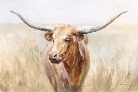 Big Sky Longhorn Neutral by Danhui Nai art print