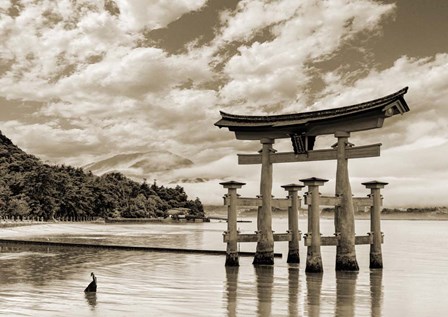 Itsukushima Shrine, Hiroshima, Japan (BW) by Pangea Images art print