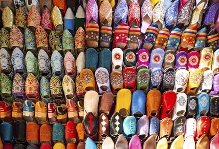 Moroccan Slippers on Display in  Fez, Morocco by Ryan Rossotto/Stocktrek Images art print