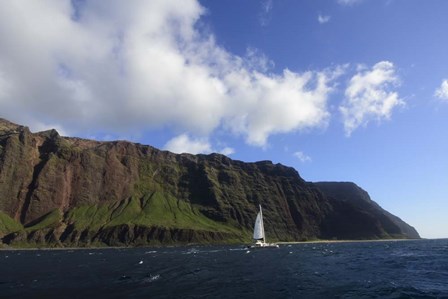 Sailboat Along the Na Pali Coast by Ryan Rossotto/Stocktrek Images art print