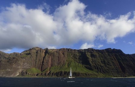 Sailboat Along the Na Pali Coast, Kauai by Ryan Rossotto/Stocktrek Images art print