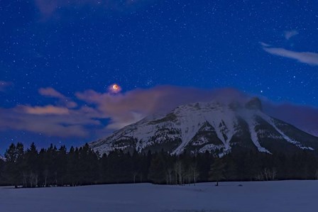 The Total Eclipse of the Moon Over the Canadian Rocky Mountains in Alberta by Alan Dyer/Stocktrek Images art print