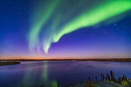 An Arc of Northern Lights Appears in the Evening Twilight Over Prelude Lake by Alan Dyer/Stocktrek Images art print