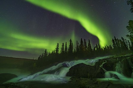 Auroral Curtains Over Ramparts Falls On the Cameron River by Alan Dyer/Stocktrek Images art print