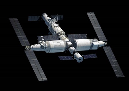 Chinese Space Station Tiangong 2022, Complete View by Adrian Mann/Stocktrek Images art print