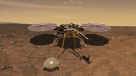 An Artist&#39;s Rendition of the Insight Lander Operating On the Surface of Mars by Stocktrek Images art print
