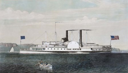 Steamboat Isaac Newton passing the Palisades on the Hudson River, circa 1855 by Vernon Lewis Gallery/Stocktrek Images art print