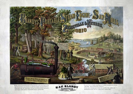 Blandy&#39;s Portable Steam Engine and Saw Mills, circa 1867 by Stocktrek Images art print